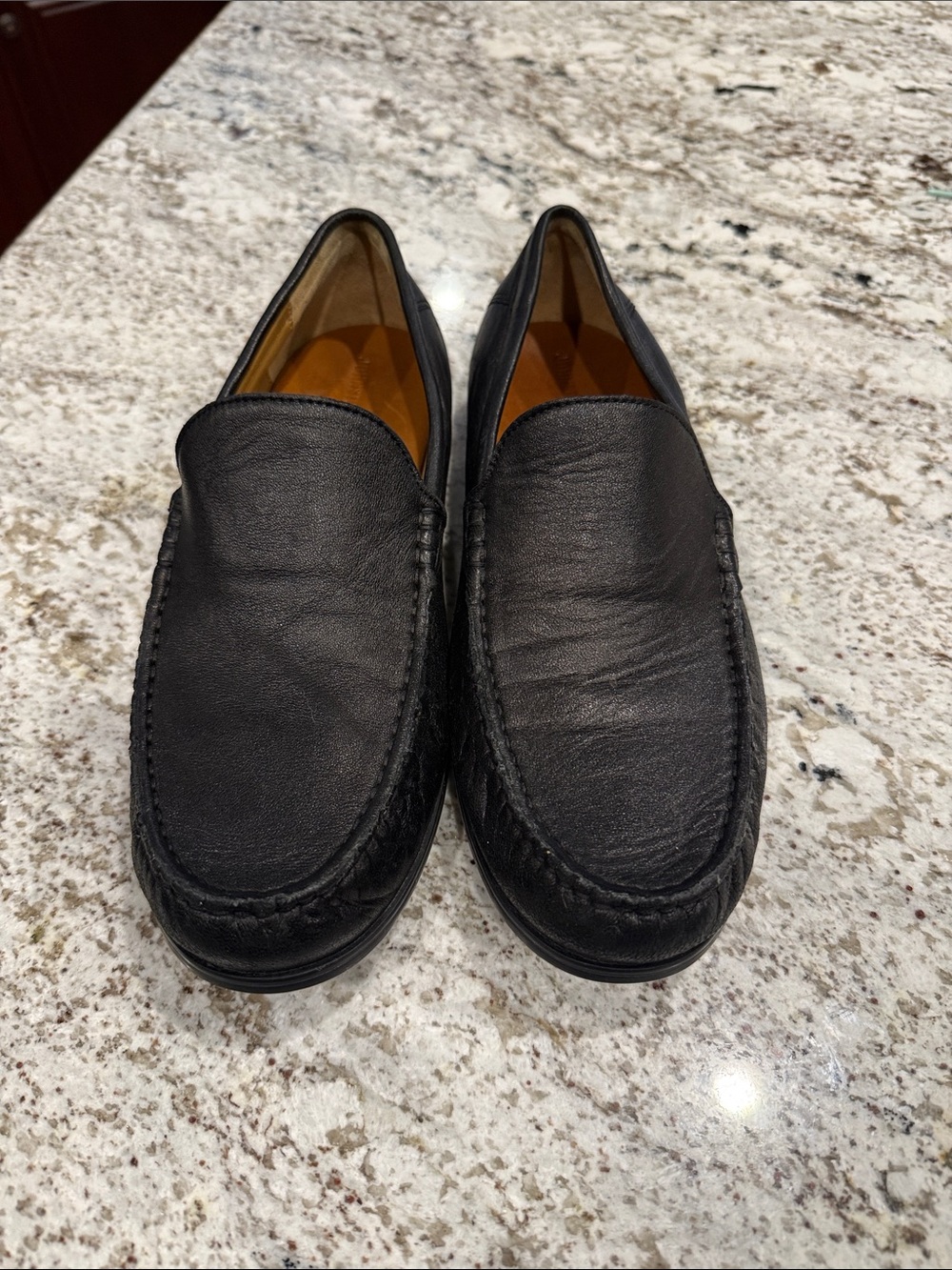 Johnston & Murphy Black Leather Slip-On Loafers